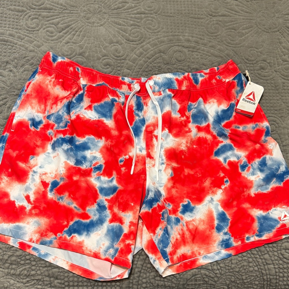 Reebok Red and Blue Tie-Dye Shorts